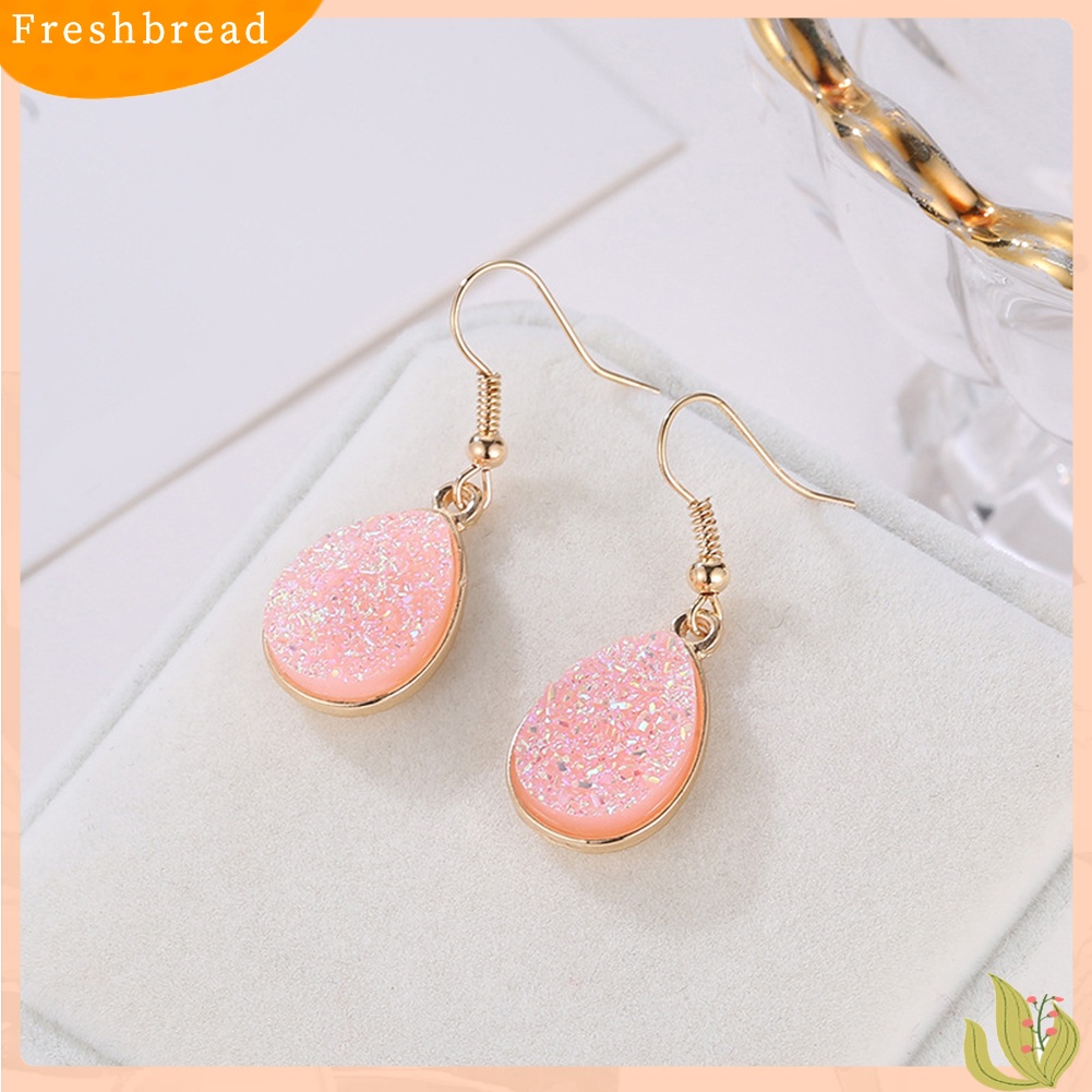 &lt; Freshbread &gt; Fashion Wanita Tetesan Air Drusy Menjuntai Kait Anting Hadiah Perhiasan Pesta Unik