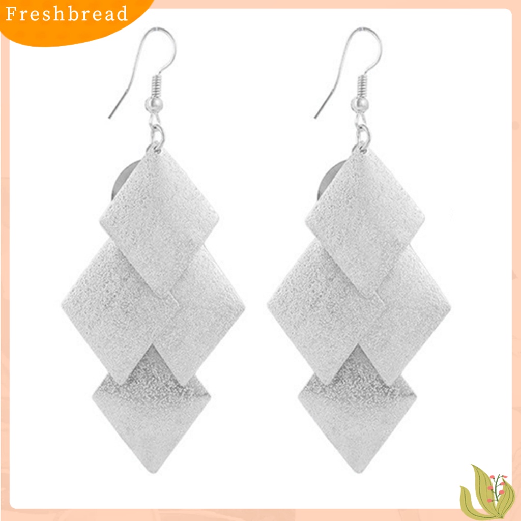 &lt; Freshbread &gt; Wanita Glitter Belah Ketupat Drop Panjang Menjuntai Lampu Gantung Statement Hook Earrings