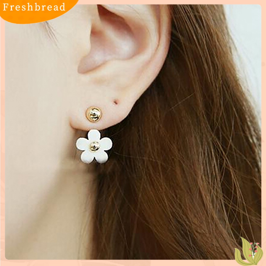 &lt; Freshbread &gt; 1pasang Ear Studs All-match Aksesoris Bunga Alloy Anting Sisi Ganda Untuk Pesta