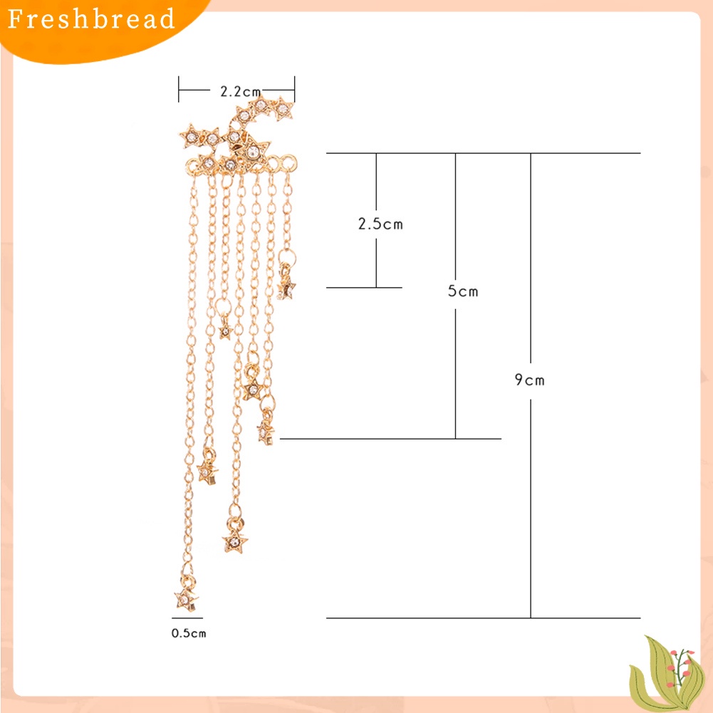 &lt; Freshbread &gt; 1Pc Wanita Multi-Rantai Berlian Imitasi Bintang Liontin Telinga Jaket Pesta Pernikahan Anting