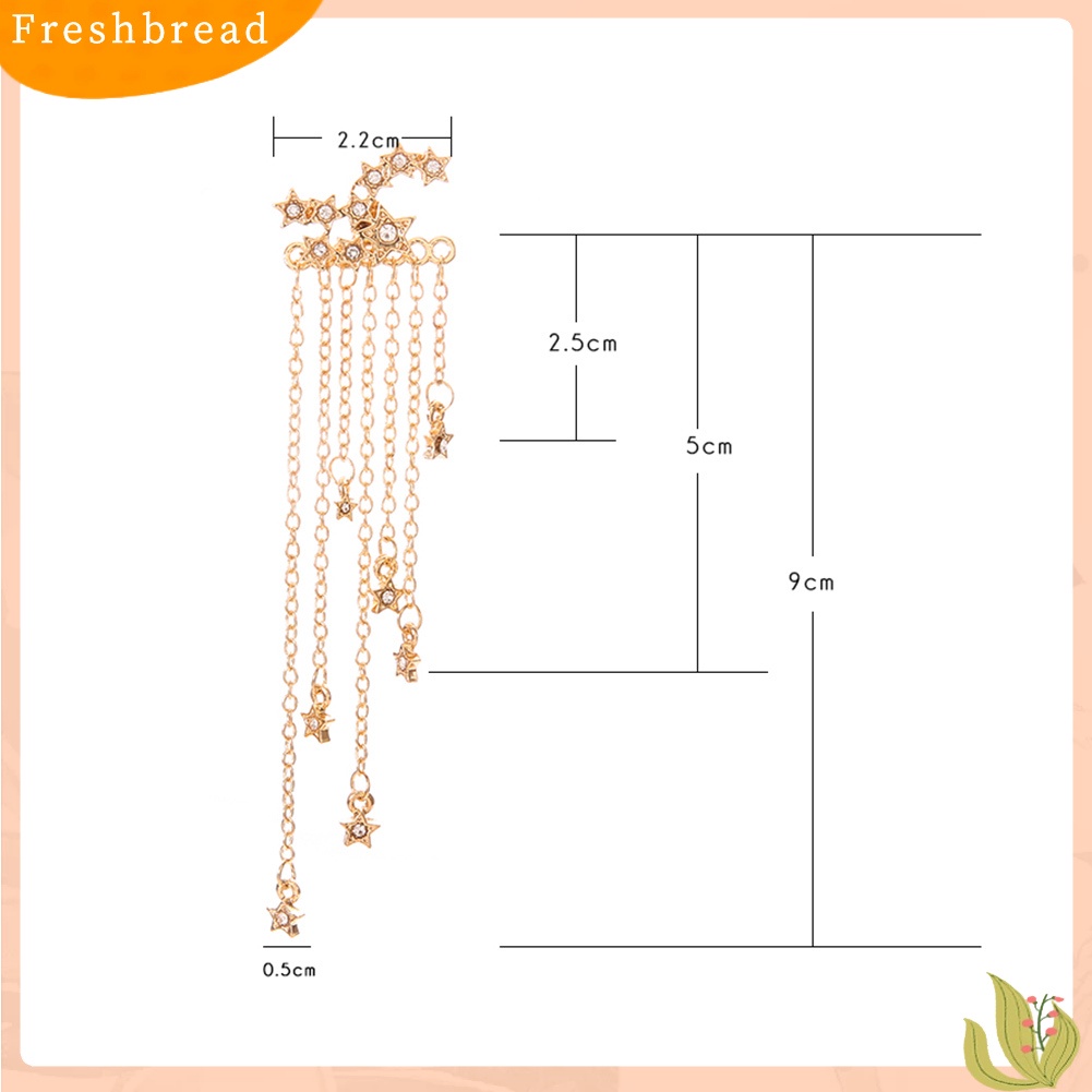 &lt; Freshbread &gt; 1Pc Wanita Multi-Rantai Berlian Imitasi Bintang Liontin Telinga Jaket Pesta Pernikahan Anting