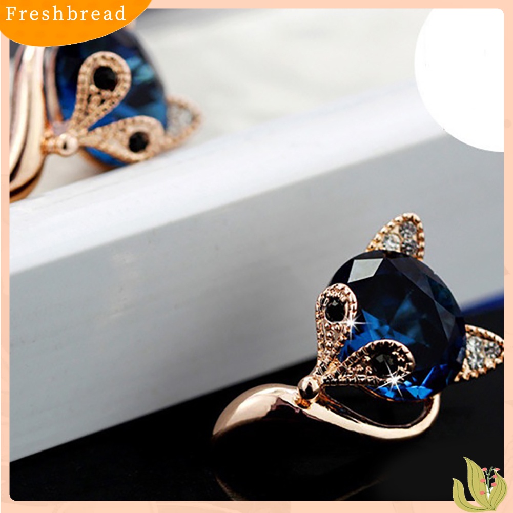 &lt; Freshbread &gt; Lucu Kartun Bentuk Rubah Berlian Imitasi Ear Studs Earrings Fashion Wanita Perhiasan Hadiah