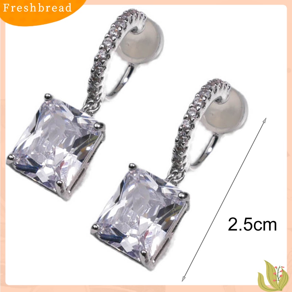 &lt; Freshbread &gt; 1pasang Anting Menjuntai Geometris Persegi Perhiasan Tahan Lama Kilau Cerah Anting Hoop Untuk Pakaian Sehari-Hari