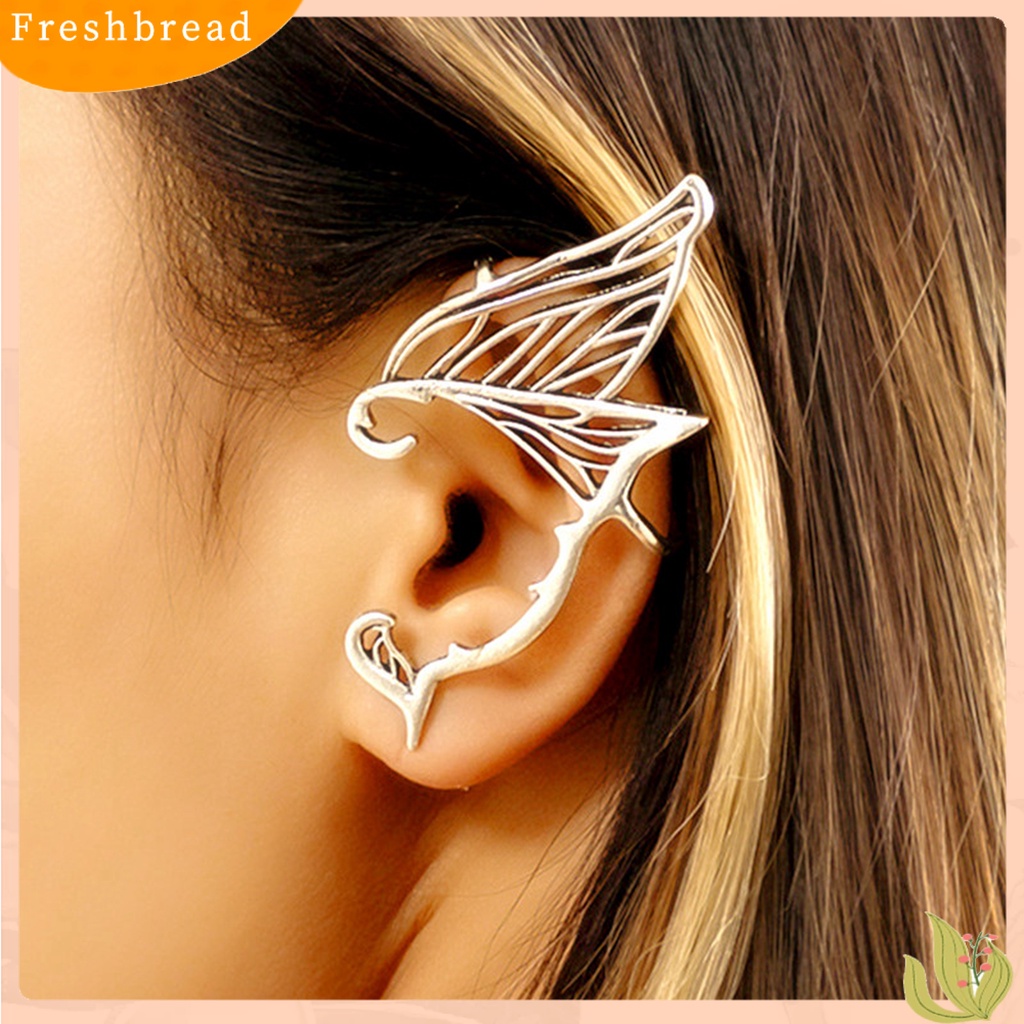 &lt; Freshbread &gt; 1Pc Klip Anting Bentuk Sayap Elf Dekorasi Timbul Alloy Vintage Alloy Metal Elf Dragon Earrings Hadiah