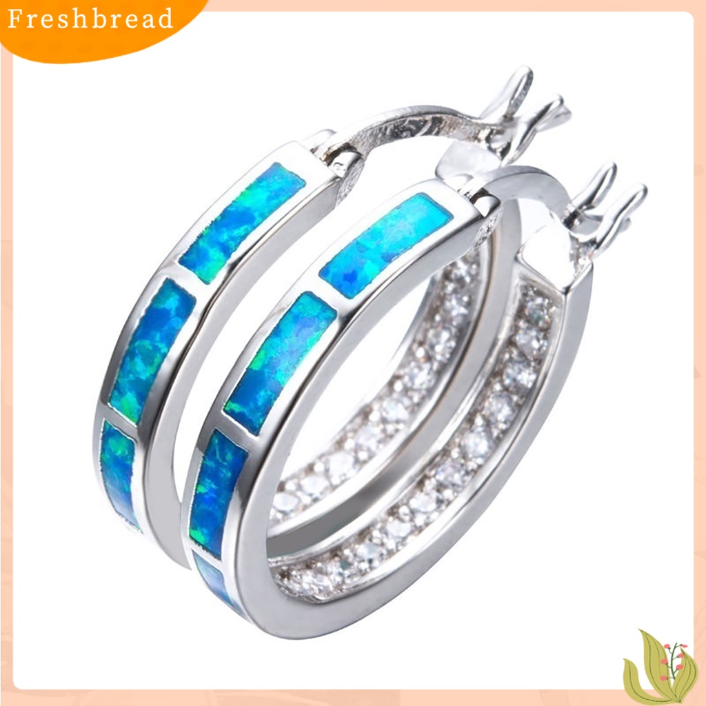 &lt; Freshbread &gt; Anting Dainty Berlian Imitasi Hias Bentuk Lingkaran Anting Hoop Alloy Untuk Pesta