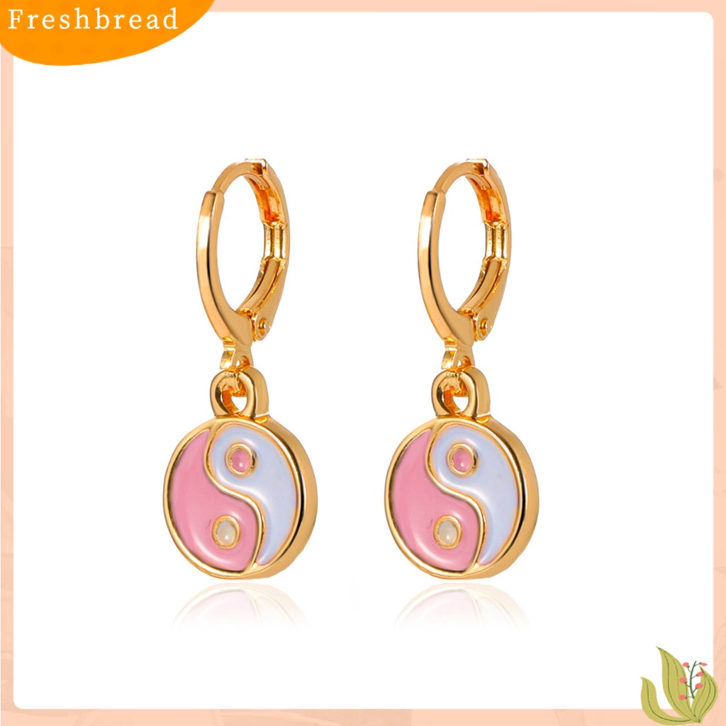 &lt; Freshbread &gt; 1pasang Anting Tetes Tindik Romantis Tradisional Warna-Warni Tai Chi Yin Yang Anting Hoop Perhiasan Pesta