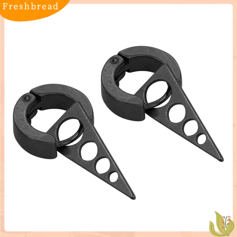 &lt; Freshbread &gt; Fashion Wanita Pria Keren Punk Stainless Steel Spike Ear Studs Huggie Earrings