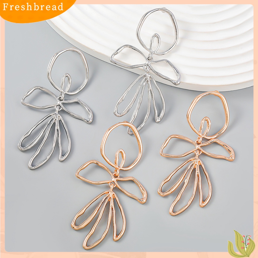 &lt; Freshbread &gt; 1pasang Anting Pejantan Berongga Geometris Besar Asimetris Elegan Hadiah Paduan Gaya Sederhana Bunga Wanita Menjuntai Anting Perhiasan Fashion