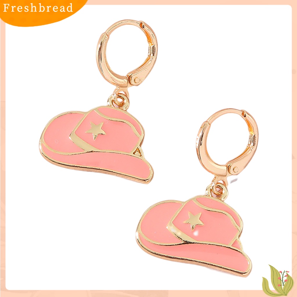 &lt; Freshbread &gt; 1pasang Menjuntai Anting Tren Baru Kepribadian Keren Modern Lucu Menjatuhkan Minyak Topi Koboi Drop Earrings Perhiasan Fashion