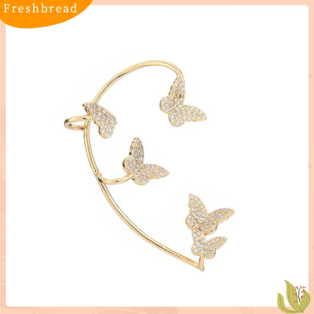 &lt; Freshbread &gt; 1Pc Klip Anting Butterfly Rhinestones Perhiasan Simple Halus Manset Telinga Untuk Pernikahan