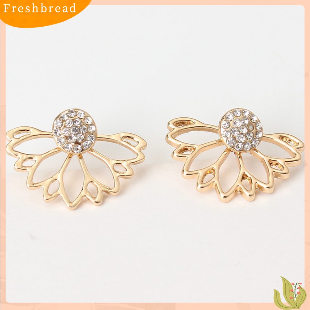 &lt; Freshbread &gt; Wanita Fashion Berlian Imitasi Mengkilap Berongga Keluar Telinga Jaket Stud Earrings Perhiasan Hadiah