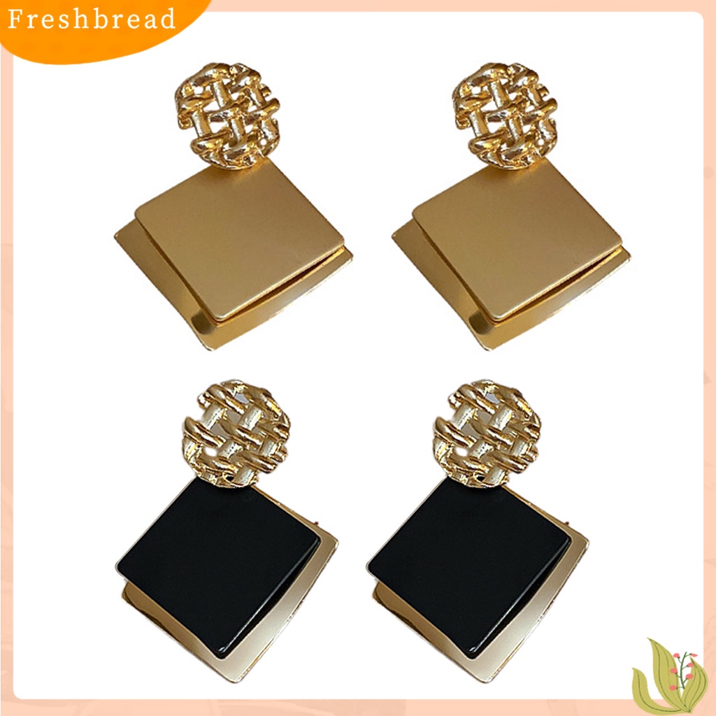 &lt; Freshbread &gt; 1pasang Anting Wanita Perhiasan Geometris Electroplating Bright Luster Stud Earrings Untuk Pakaian Sehari-Hari