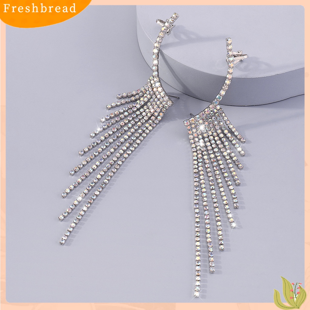 &lt; Freshbread &gt; 1pasang Drop Earrings Mutilayer Jumbai Berlian Imitasi Perhiasan Berlebihan Anting Menjuntai Panjang Atau Perjamuan