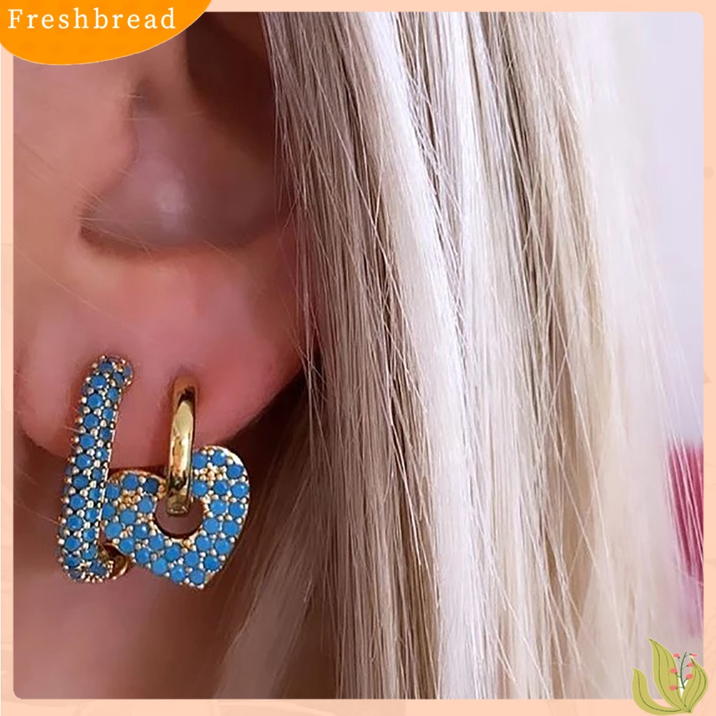 &lt; Freshbread &gt; 1pasang Drop Earring Berlian Imitasi Gaya Barat Geometris Electroplating Hypoallergenic Hias Colorfast Wanita Vintage Square Earrings Untuk Pacaran