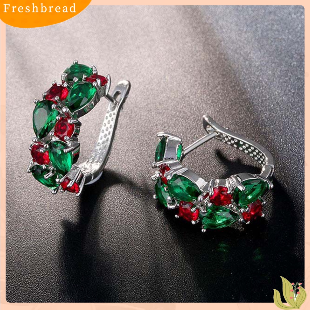 &lt; Freshbread &gt; 1pasang Anting Wanita Elegan Dekorasi Telinga Gaya Eropa Dan Amerika Anting Klip Berlian Imitasi Warna-Warni Untuk Pakaian Sehari-Hari