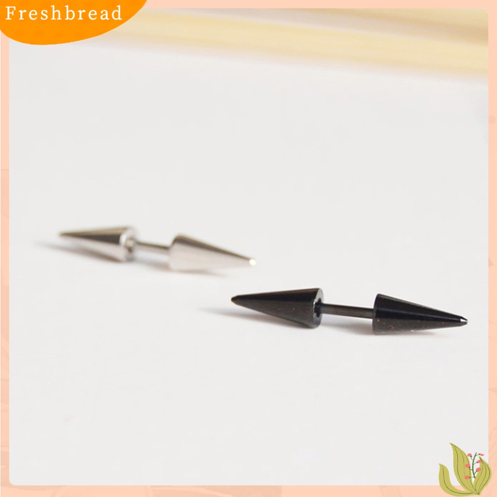 < Freshbread > 1pasang Stud Earring Pengerjaan Halus Wanita Aksesoris Portable Unisex Double Rivet Spike Earrings Untuk Pub