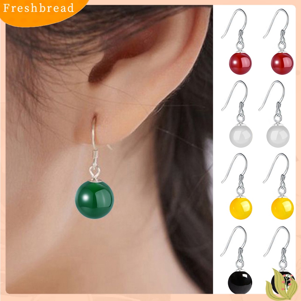 &lt; Freshbread &gt; 1pasang Menjuntai Anting-Anting Bebas Alergi Tidak Luntur Gloss Tinggi Poles Liontin Dekorasi Geometris Faux Kristal Manik Hook Drop Earrings Fashion Perhiasan