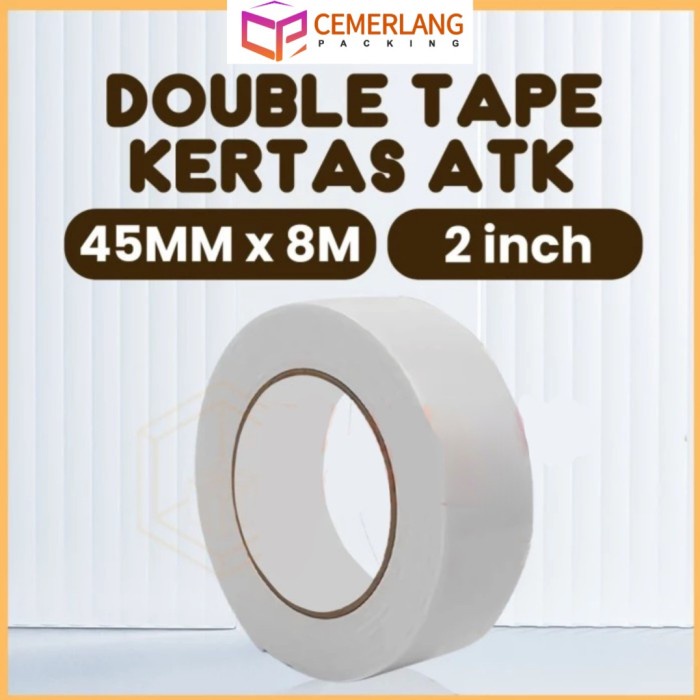 

Double Tape Kertas Putih 2 inch 2" 45mm x 8m Doubletape ATK 8 Meter