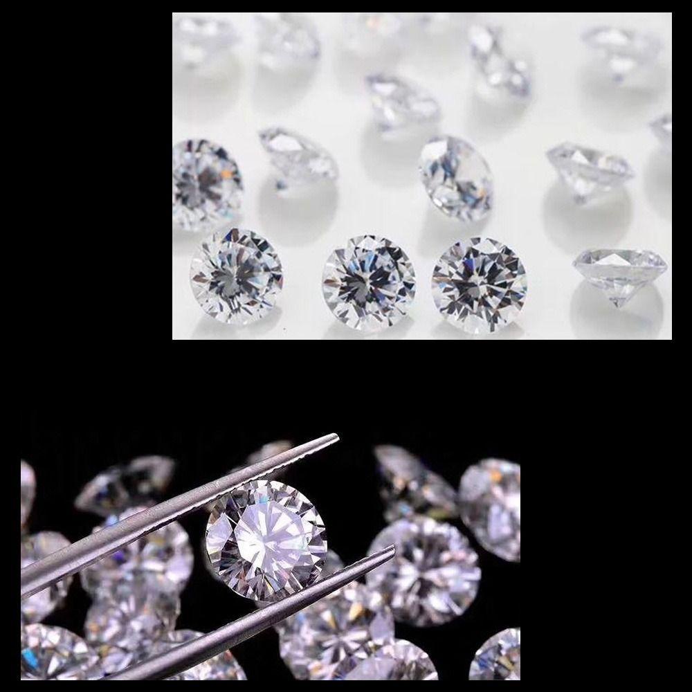 Nanas Real Moissanite Diamond Fashion Bulat 3EX Potong Putih D VVS