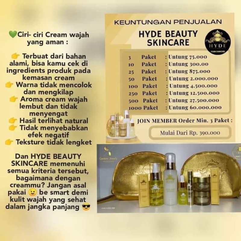 Hyde Beauty Skincare Paket Glowing isi 3 Original Hyde Hayde Beauty Skincare Pemutih Pencerah Wajah Glowing Flek Hitam Jerawat Acne BPOM Distributor Hyde Lampung Jakarta Metro