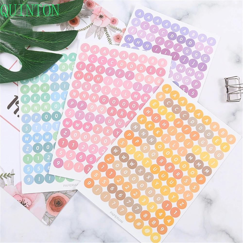 QUINTON Colorful Decorations Numbers Letter Journal Sticker Alphabet DIY Planner 4 Sheets Stationery