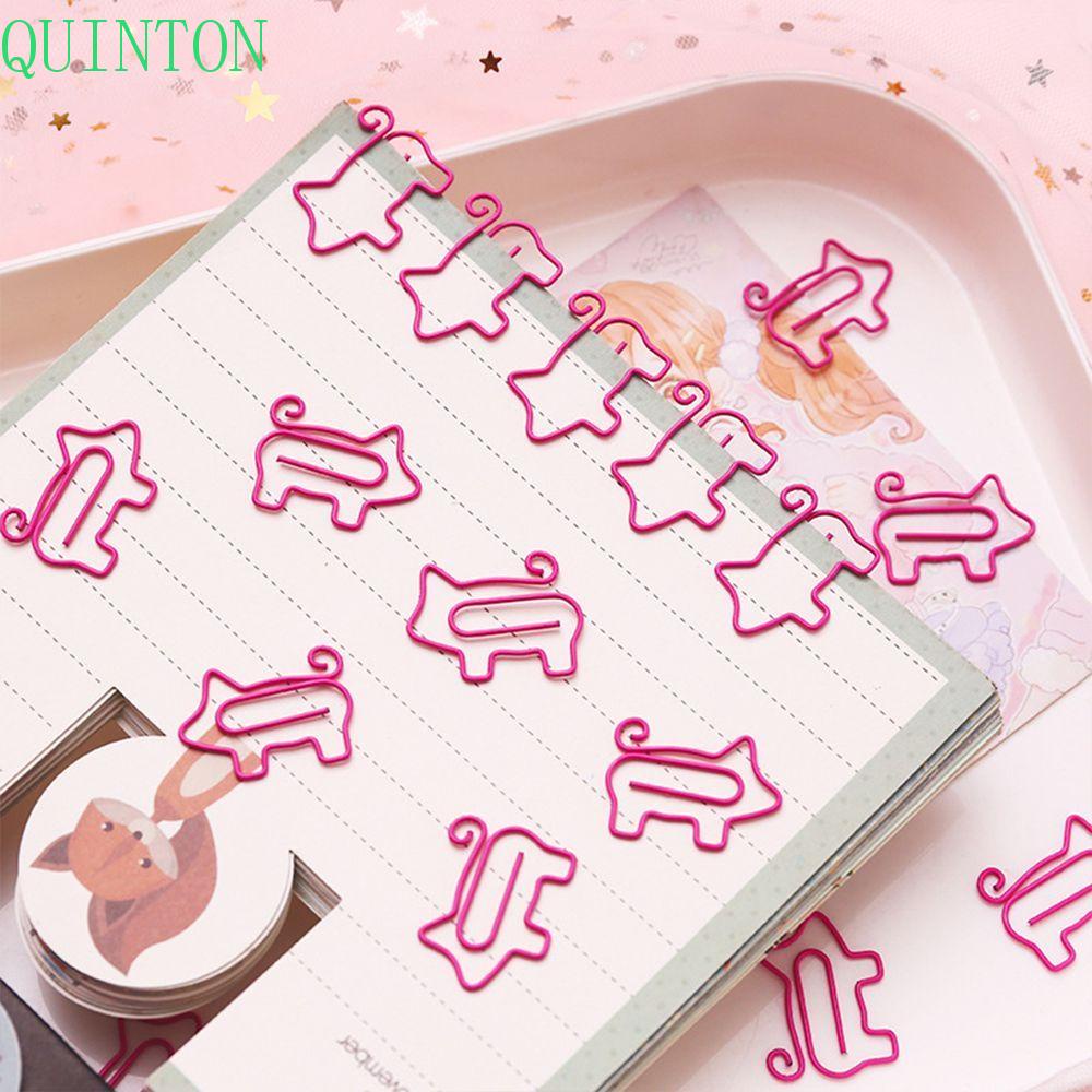 QUINTON Hollow Pig Clips Bookmark Paper Clip Letter Office School Supply Cartoon Metal Pink/Multicolor