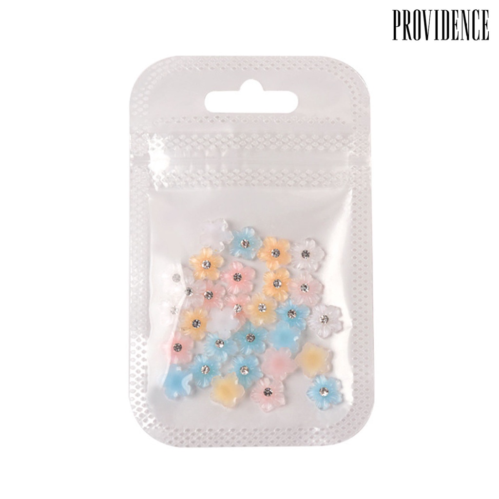 Providence 30 Pcs/Pack Pesona Kuku Bunga Berlian Imitasi Mengkilap Berwarna Resin Kerajinan Indah DIY Aksesoris Nail Art 3D Bunga Resin Ponsel Case Dekorasi Kuku Perlengkapan Manicure