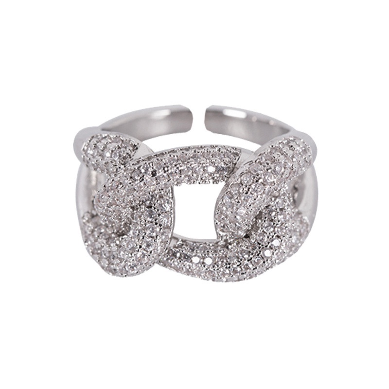 Goldkingdom Aksesoris Perhiasan Fashion Ready Stock Logam Anting Rantai Putar Bertatahkan Berlian Ada Rasa Desain Niche. Cincin Belah Canggih Mewah Dan Unik.