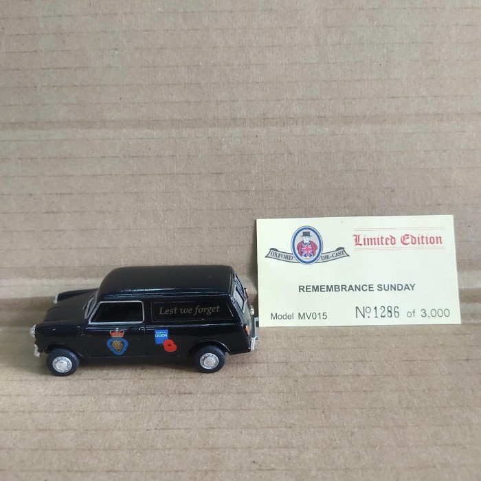Oxford 1/43 Austin Morris Mini Panel Van Remembrance Sunday China