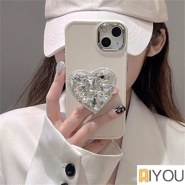 IPHONE Bracket Stand Dudukan Cincin Berlian Merek Mewah Soft Case Untuk Iphone14 13 Pro Max12 11 XS XR X8 7 Plus SE 2020 Silikon Cover