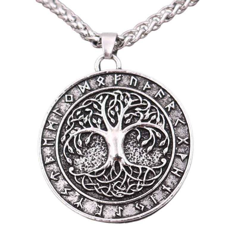 Viking Odin Norse Amulet Rune Trinity Knot Kalung Wicca Pohon Kehidupan Necklaces Jewelry