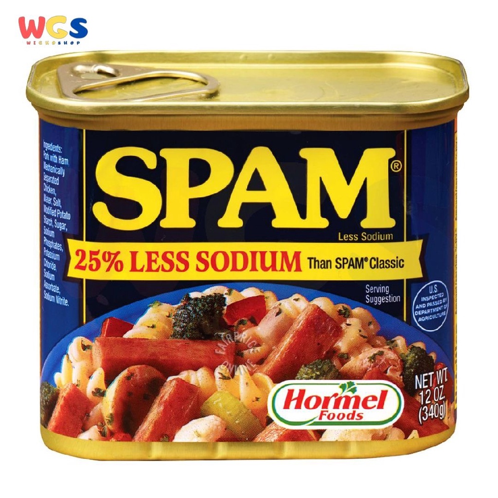 SPAM 25% Less Sodium Original Pork Ham Luncheon Meat USA 12oz 340g