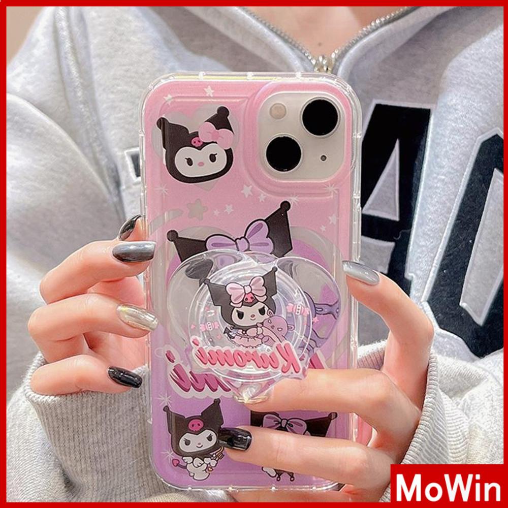 For iPhone 14 Pro Max iPhone Case with Grip Stand Cartoon Heart Shaped Folding Holder Airbag Clear Case Soft Case Compatible with iPhone 13 Pro max 12 Pro Max 11 xr xs max 7Plus 8Plus