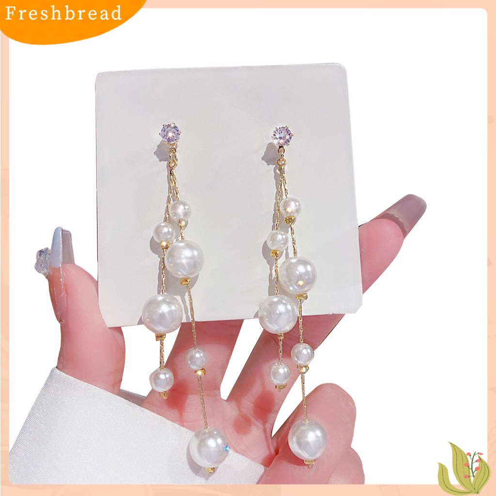 {In Stock} 1pasang Ikatan Simpul Bentuk Berlian Imitasi Bersinar Lady Earrings Hati Mutiara Imitasi Rumbai Menjuntai Earrings Perhiasan Aksesori