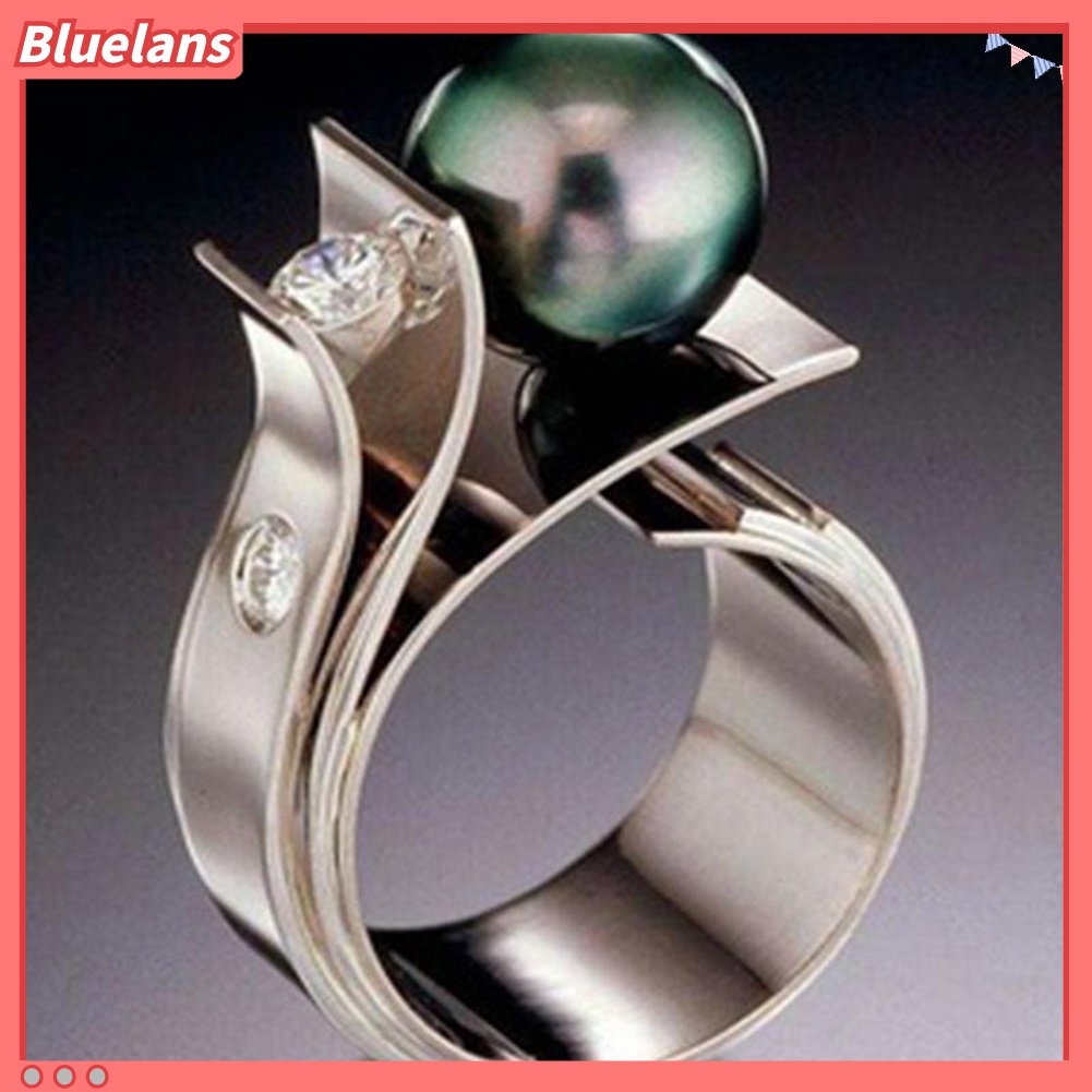 {In Stock} Fashion Wanita Mutiara Imitasi Geometris Jari Cincin Pernikahan Pertunangan Perhiasan Hadiah