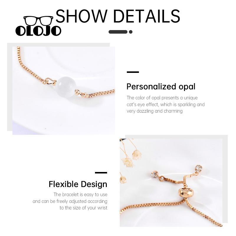 【COD】Gelang Adjustable Opal Yang Dapat Ditarik Yang Dipersonalisasi Sederhana Retro Manis Gelang Kristal