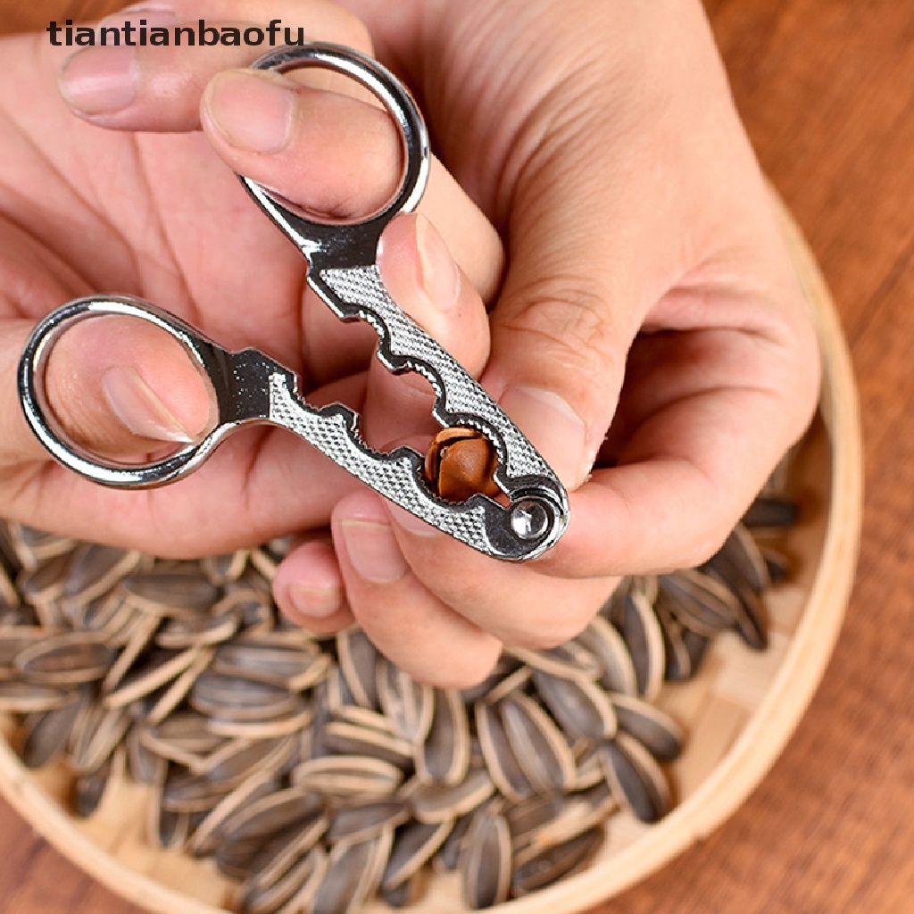 [tiantianbaofu] Stainless Steel Melon Seed Plier Scissor Nut Cracker Walnut Pine Sheller Opener Butik