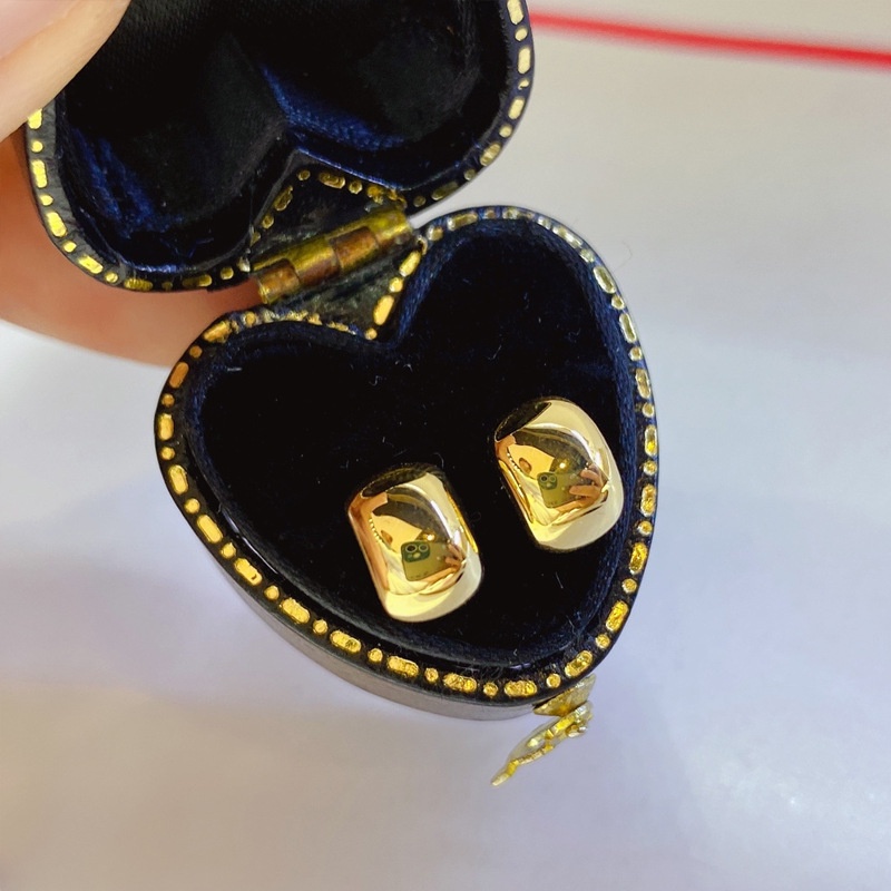 Goldkingdom Aksesoris Perhiasan Fashion Ready Stock Anting Stud Kain Sikat Tangan Itali Dengan Anting Glossy Lapis Emas