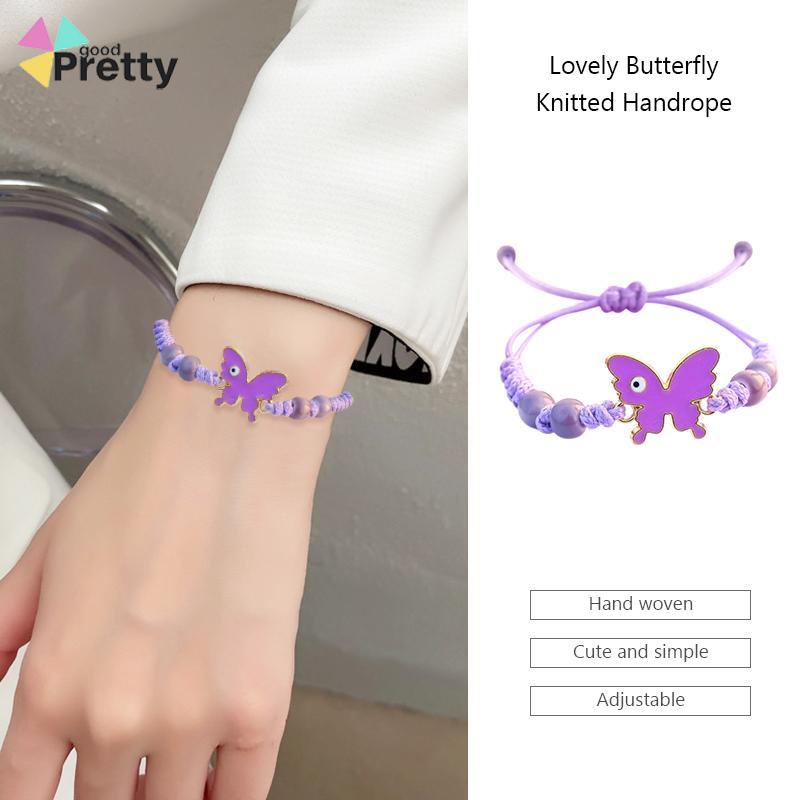 Gelang serut kupu-kupu Adjustable Tali gelang yang dikepang Aksesoris Fashion - PD