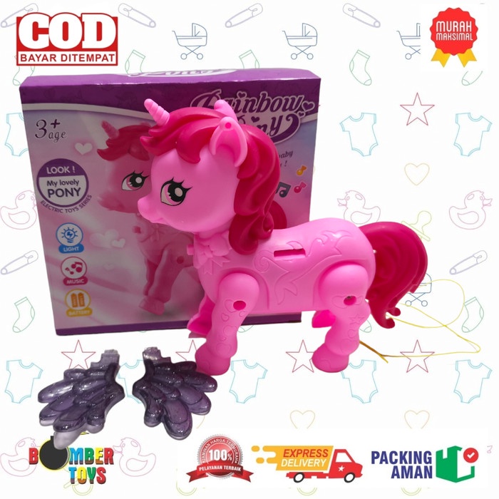 MAINAN KUDA RAINBOW PONY WALKING LITTLE CUTE LOVELY ELECTRIC TOYS KADO