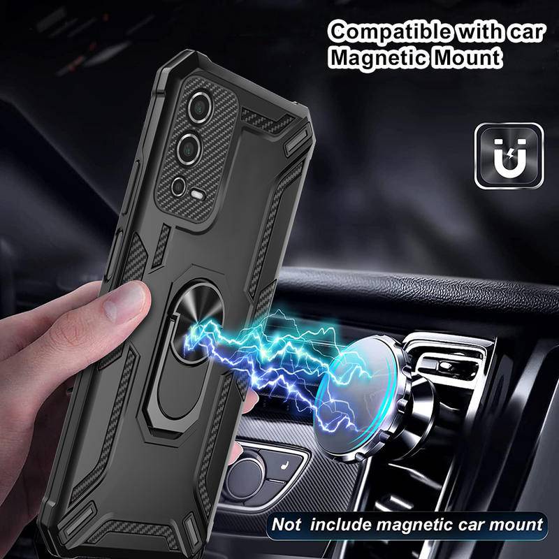 NOVA Casing Tahan Guncangan Untuk Huawei Nova10 Pro 9se 4e Y61 Y70 Plus 360cincin Berputar Metal Kickstand Holder Built-in Magnetic Car Mount Armor Untuk Honor70 50 SE 9X Pro SE SE