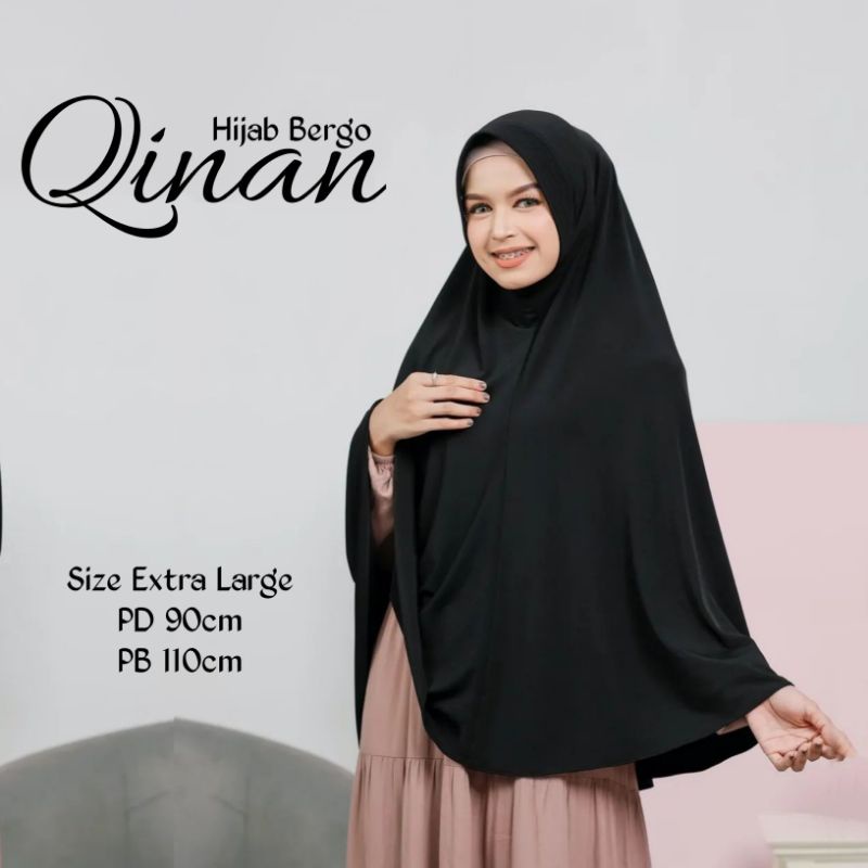 Hijab Khimar Bergo QINAN Jilbab Jersey Jumbo Ori Raqilla Hijab