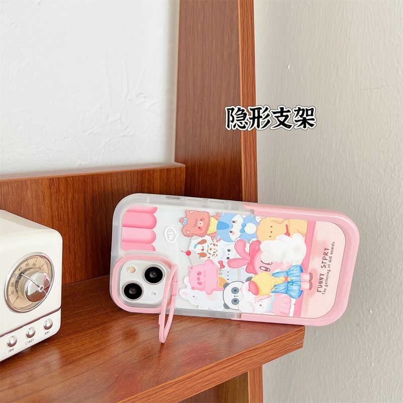 【2 Holder】Nice Girl Animal Toy Store Woman Soft Case iP iPhone X XR XS Max 11 12 13 14 + Plus Pro Max FTD Casing Apple