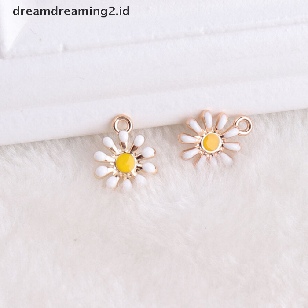 (hot) 10pcs/set Enamel Alloy Bentuk Bunga Matahari Ch Liontin Membuat Perhiasan Kerajinan DIY//