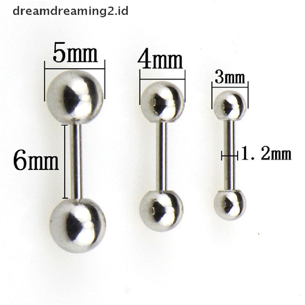 (hot) Anting Stainless Steel Barbel Telinga Tulang Rawan Tragus Helix Stud Bar//