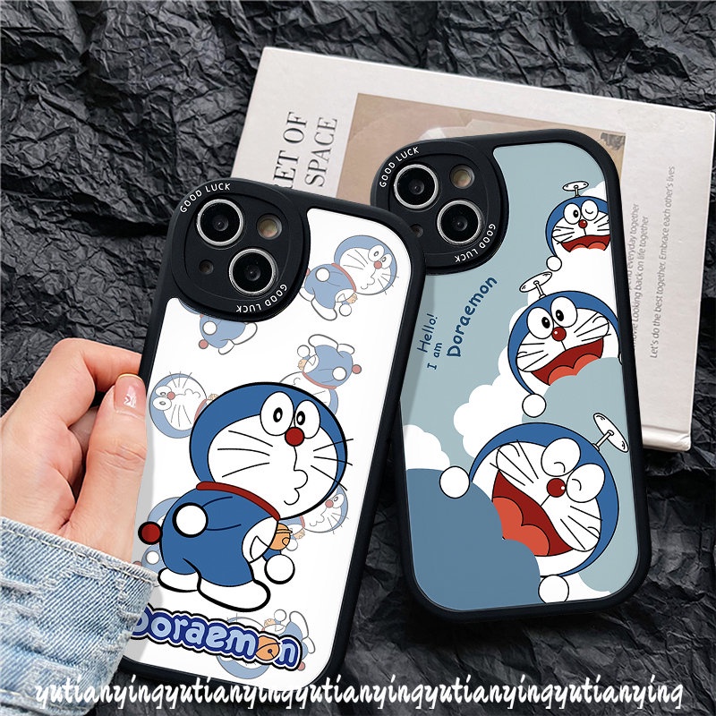 Casing Untuk Realme C53 C55 C10 4G C31 C20A C25Y C12 C30 C15 C25s C17 C35 C20 C17 C21 GT C11 C2 C21Y 5i 7i 5 8 6 8i 9i 6i 6s 5 8Pro C3 Kucing Kartun Lucu Doraemon Bulat Soft Cover Lensa
