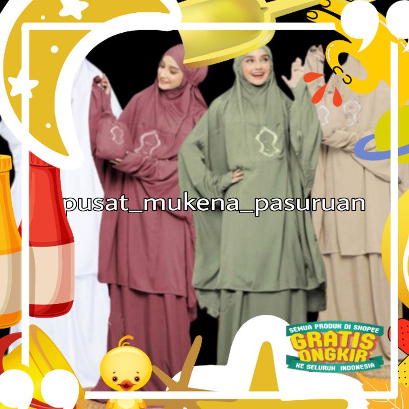 Mukena Terompah Penggalan atas bawah berlengan abh motif dewasa Hadramaud hadromaut Hadramaut Tarim 