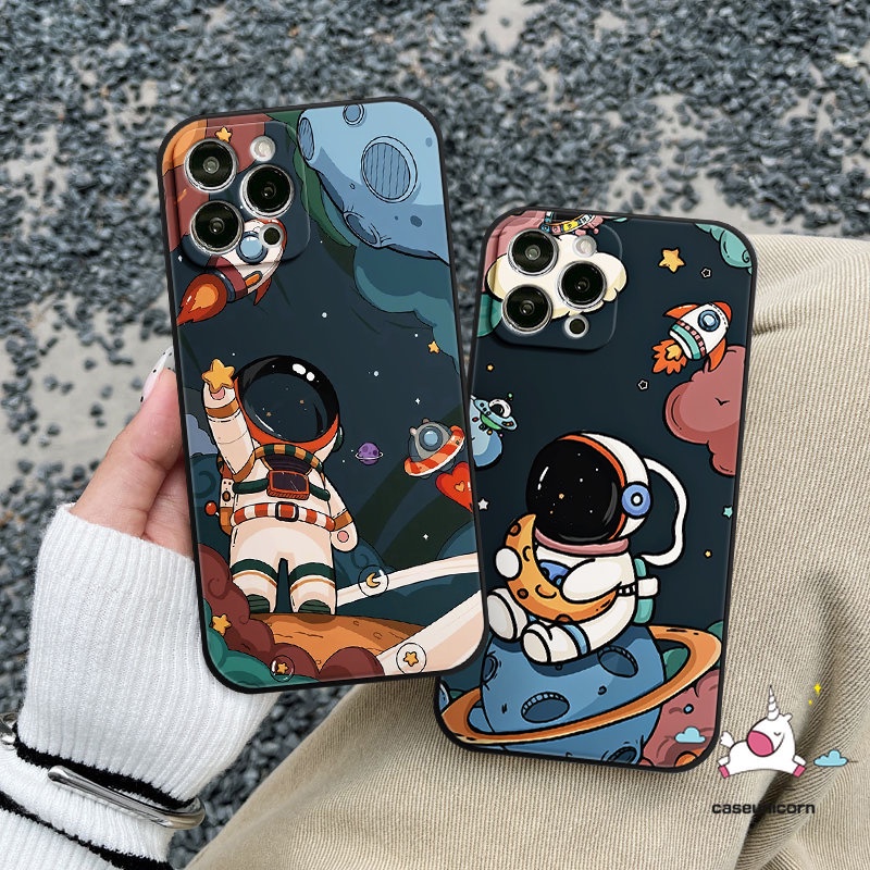 Kartun Luar Angkasa Astronot NASA Case Realme 5 5 6i 10 9i 8 Pro 9 8 5i 7 C35 C31 C25 C1C12 C25Y C33 C20 C30 C25s C21Y C11 8i 10 C3 7i C17 C21 Lucu Tepi Lurus Lembut Tpu Sarung