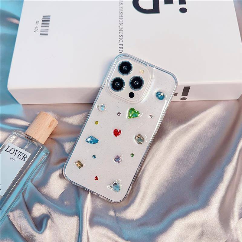 Casing Berlian Glossy Untuk Iphone14 13 12 11 Pro MAX Plus Casing Ponsel Mini Soft Silicone Cover Glitter Rhinestone Capas Untuk iPhone X XS MAX XR 7 8 Plus SE 2022 2020