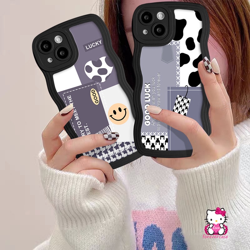 Art Splicing Houndstooth Case Infinix Hot10 10s 20s 9 12i 12Pro 20 11s 10Lite 8 Note G96 12Pro 10Pro 12 Hot 12 11 9 10 Play Smart5 4 6 Plus Smile Leopard Soft Wavy Edge Cover